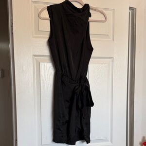 Elegant Black asymmetrical satin Sleeveless Dress